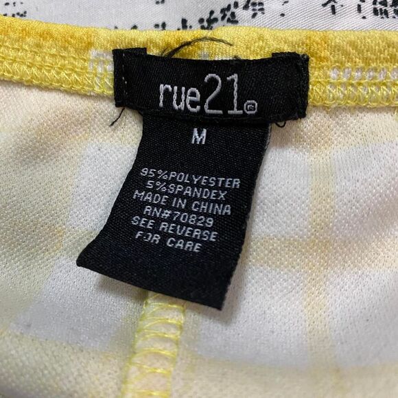 Rue 21 Women's Yellow white plaid print mini dress wrap ruched handkercheif hem - Picture 3 of 3